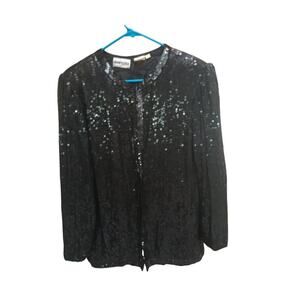 Champellyse 1980's 100% Natural Silk Vintage Sequin Black Size L